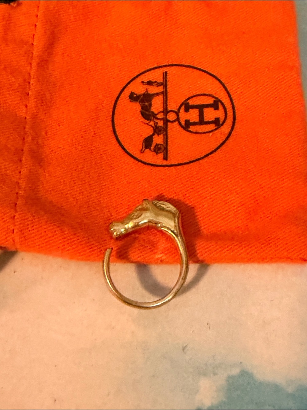 Hermes Gold Horse Head Ring size 6.5/ 7